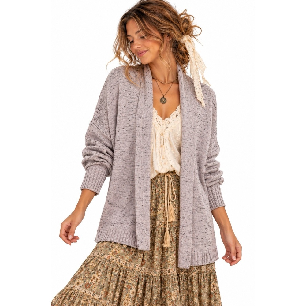 J. Jill Wearever Cardigan Sweater XL Lilac Boho Cottagecore Fall Cozy Relaxed
